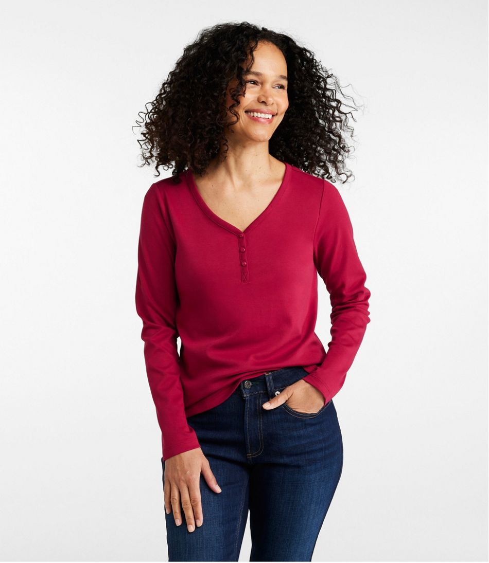 L.L.Bean | Women's L.L.Bean V-Neck Henley, Long-Sleeve