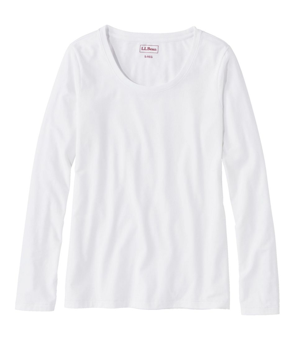 L.L.Bean | Women's Soft Stretch Supima-Blend Tee, Scoopneck Long-Sleeve