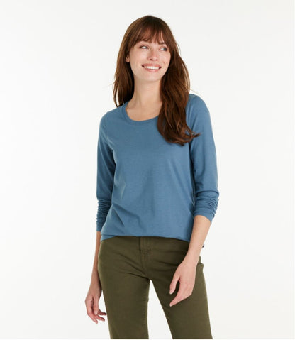 L.L.Bean | Women's Soft Stretch Supima-Blend Tee, Scoopneck Long-Sleeve