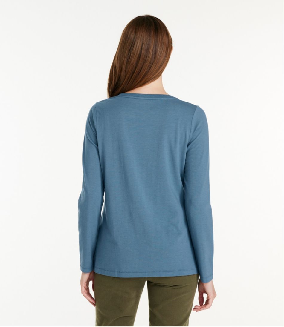 L.L.Bean | Women's Soft Stretch Supima-Blend Tee, Scoopneck Long-Sleeve