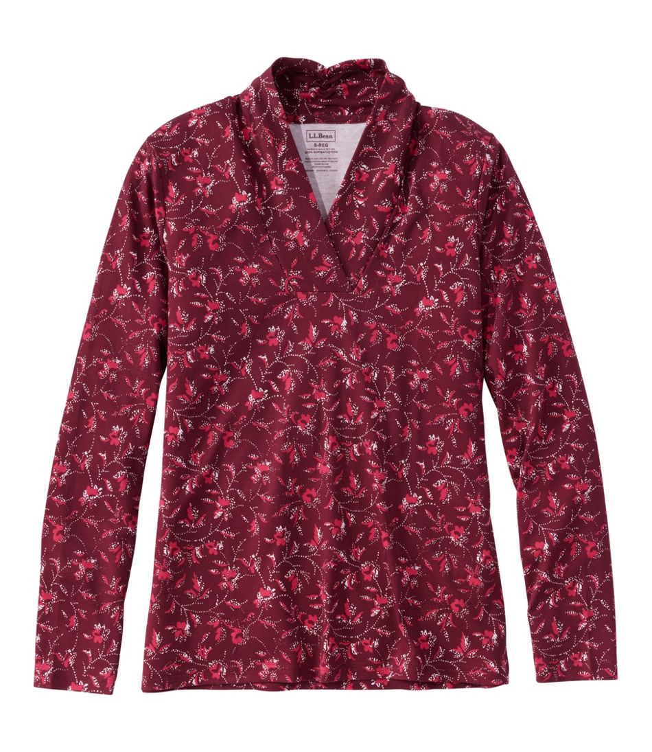 L.L.Bean | Women's Pima Cotton Tee, Shawl Long-Sleeve Print