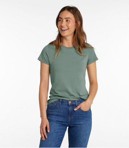 L.L.Bean | Women's Soft Stretch Supima-Blend Tee, Crewneck Short-Sleeve