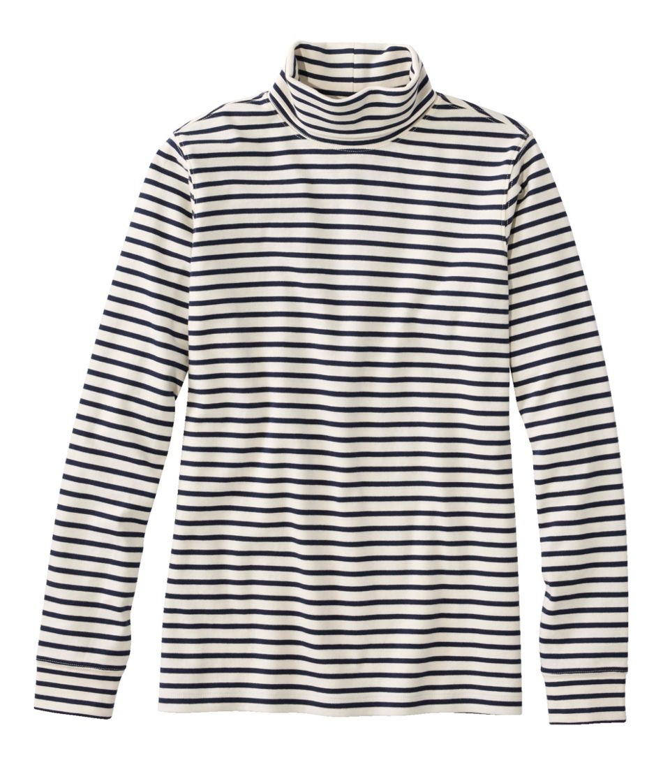 L.L.Bean | Women's L.L.Bean Interlock Turtleneck, Long-Sleeve Stripe