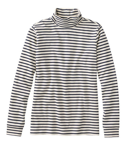 L.L.Bean | Women's L.L.Bean Interlock Turtleneck, Long-Sleeve Stripe