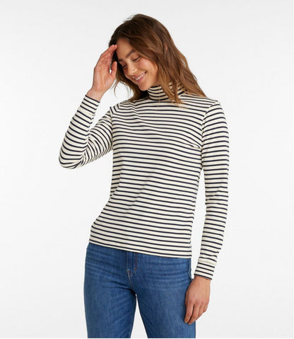 L.L.Bean | Women's L.L.Bean Interlock Turtleneck, Long-Sleeve Stripe
