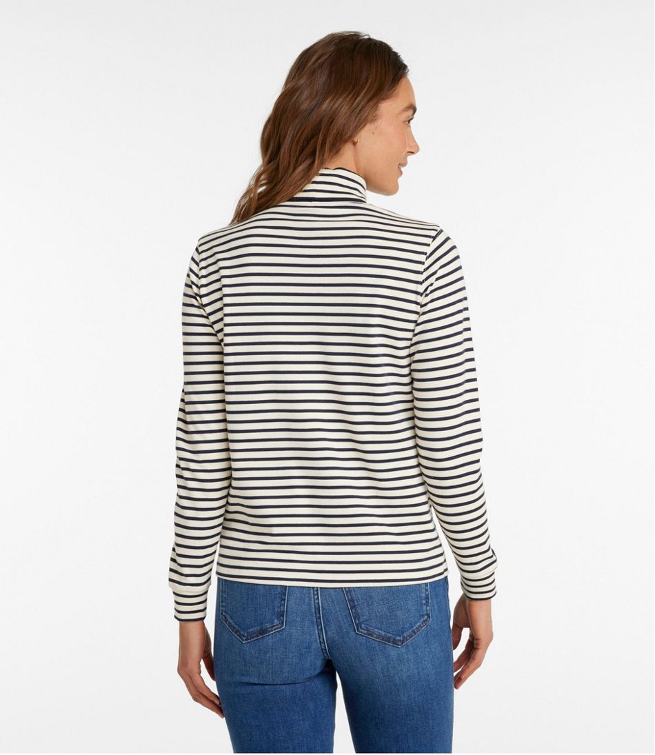 L.L.Bean | Women's L.L.Bean Interlock Turtleneck, Long-Sleeve Stripe
