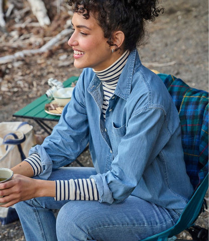 L.L.Bean | Women's L.L.Bean Interlock Turtleneck, Long-Sleeve Stripe
