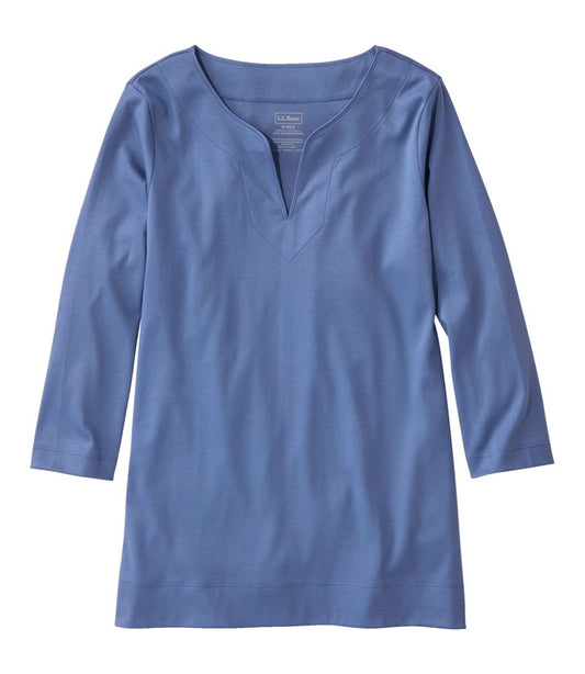 L.L.Bean | Women's Pima Cotton Tunic, Three-Quarter-Sleeve Splitneck