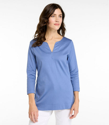 L.L.Bean | Women's Pima Cotton Tunic, Three-Quarter-Sleeve Splitneck
