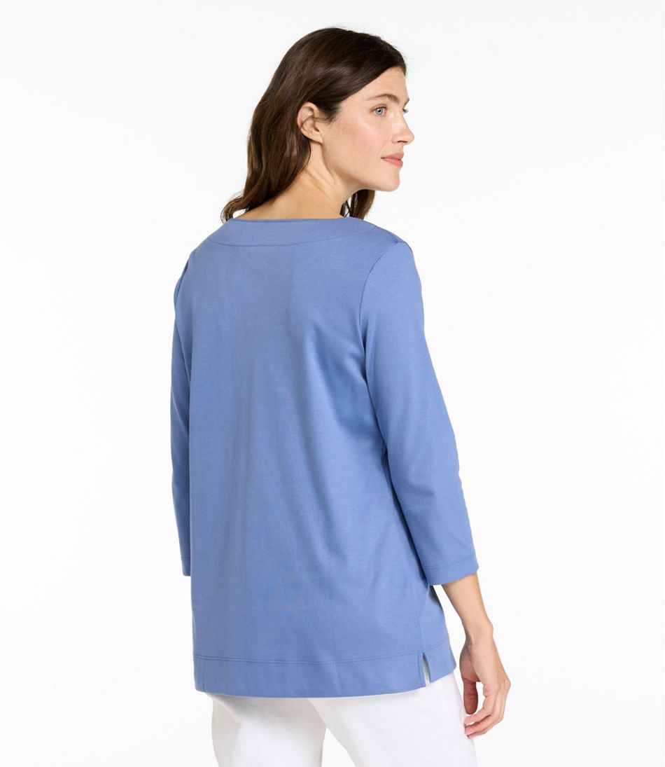 L.L.Bean | Women's Pima Cotton Tunic, Three-Quarter-Sleeve Splitneck