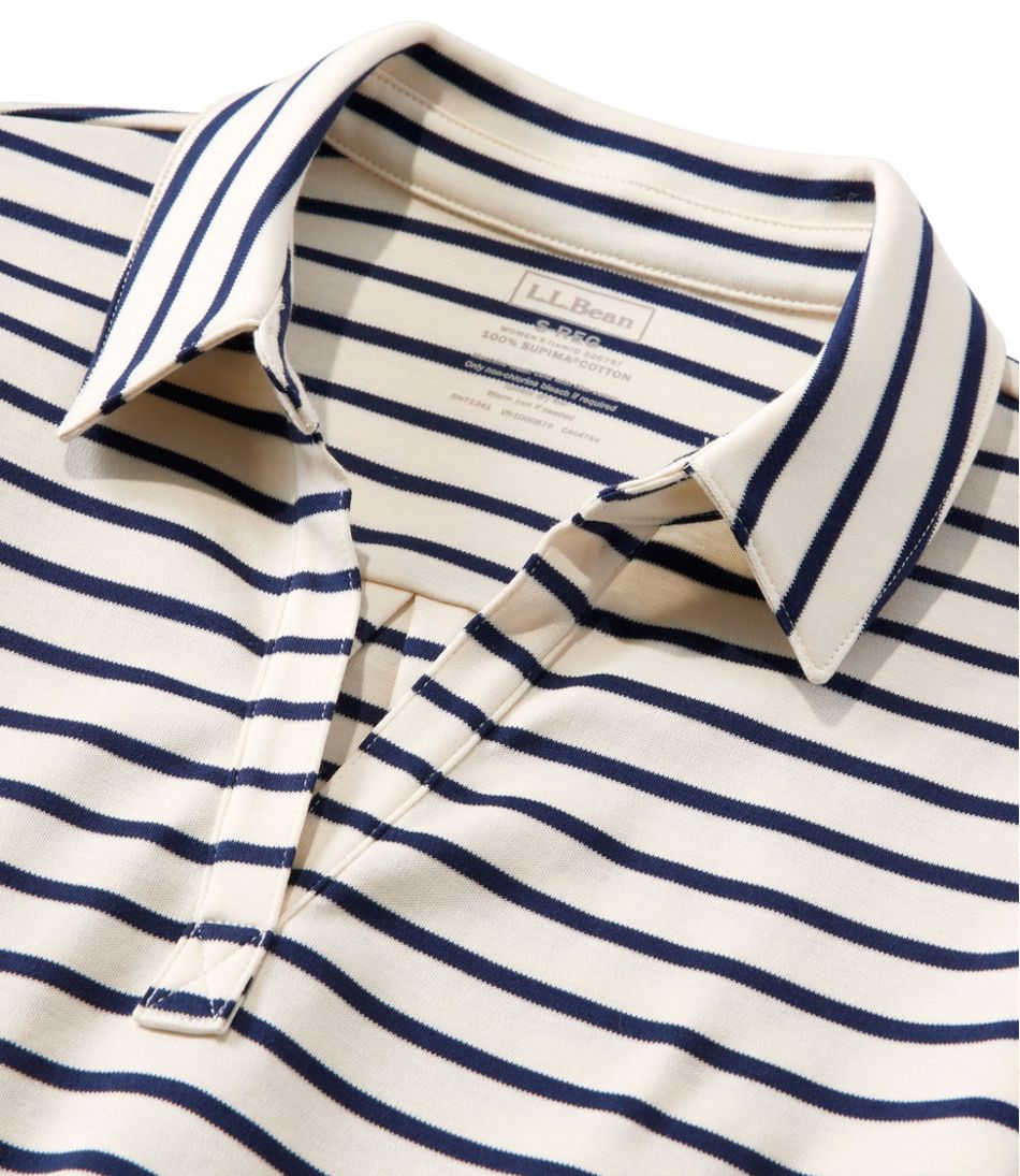 L.L.Bean | Women's Pima Cotton Tee, Three-Quarter-Sleeve Polo Stripe