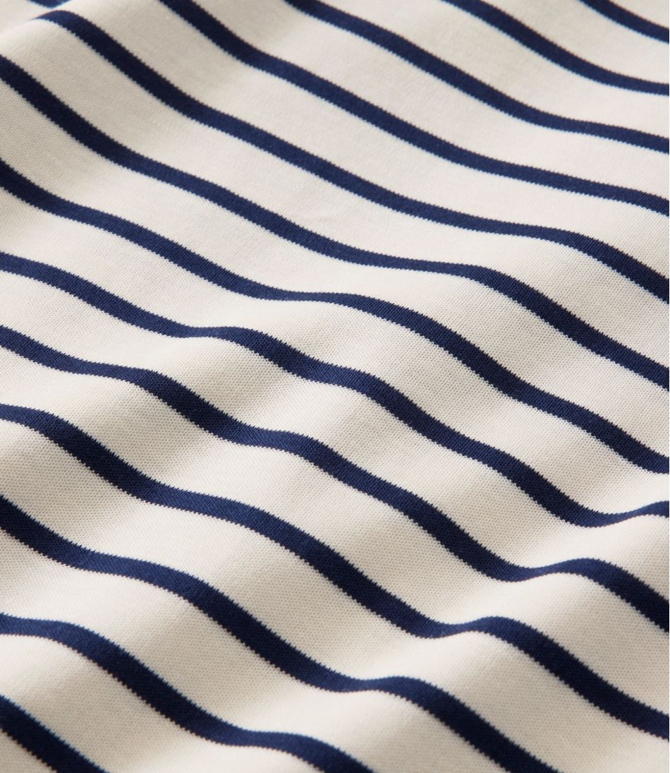 L.L.Bean | Women's Pima Cotton Tee, Three-Quarter-Sleeve Polo Stripe