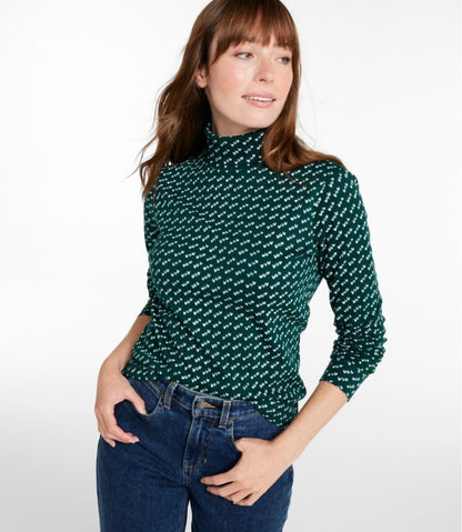 L.L.Bean | Women's L.L.Bean Interlock Turtleneck, Long-Sleeve Allover Print