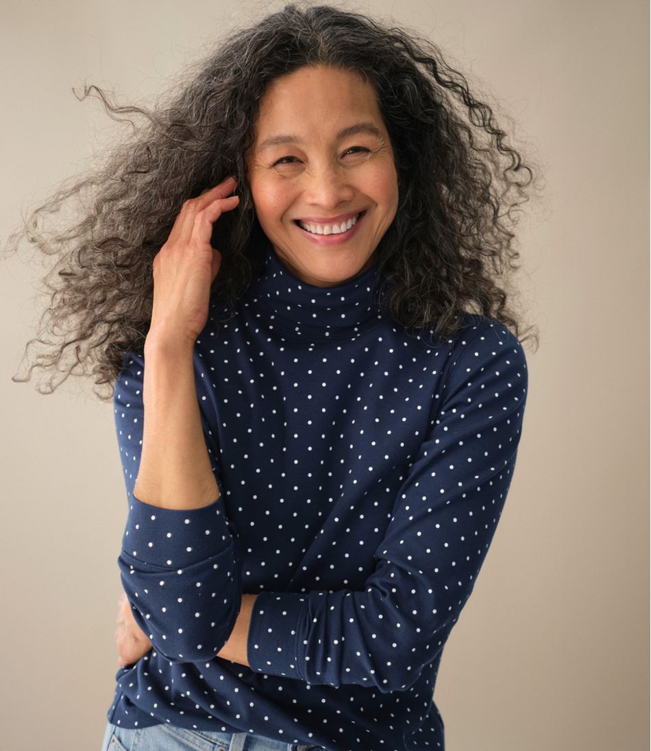 L.L.Bean | Women's L.L.Bean Interlock Turtleneck, Long-Sleeve Allover Print
