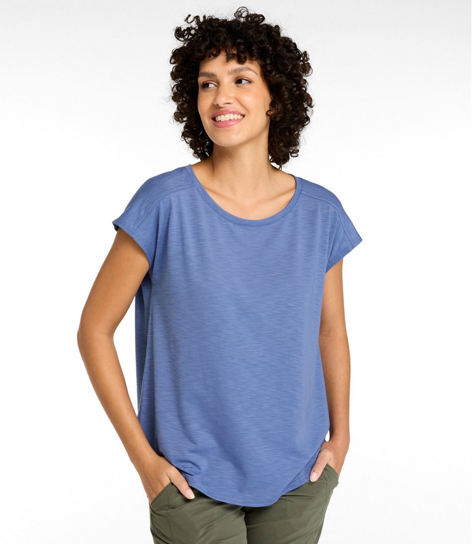 L.L.Bean | Women's Streamside Tee, Short-Sleeve Ruched Crew
