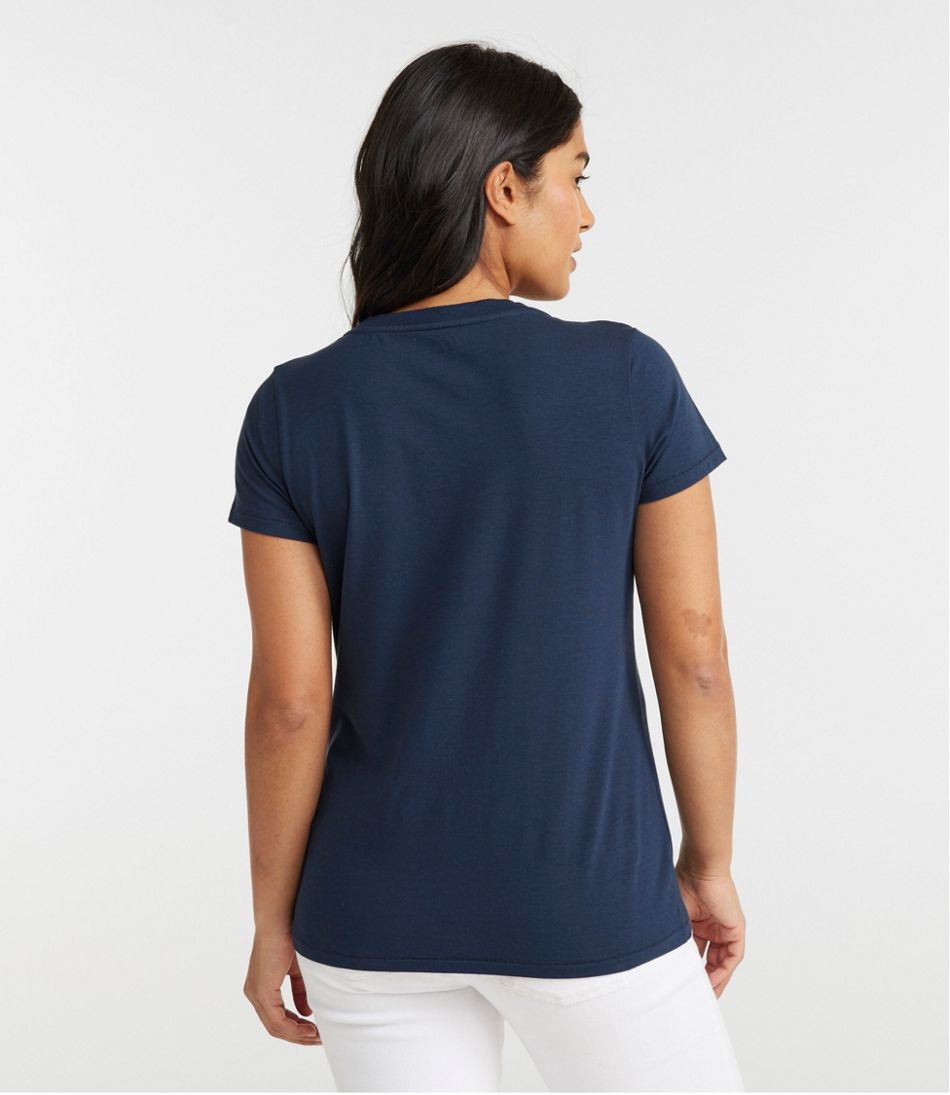 L.L.Bean | Women's Soft Stretch Supima-Blend Tee, Scoopneck Short-Sleeve