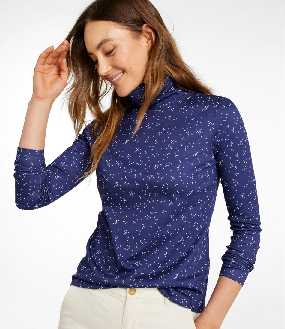 L.L.Bean | Women's Pima Cotton Turtleneck, Long-Sleeve Print