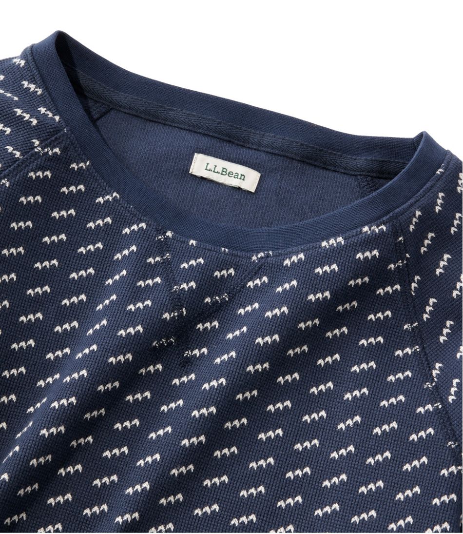 L.L.Bean | Women's Unshrinkable Mini-Waffle Tee, Long-Sleeve Crewneck Stripe