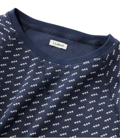 L.L.Bean | Women's Unshrinkable Mini-Waffle Tee, Long-Sleeve Crewneck Stripe