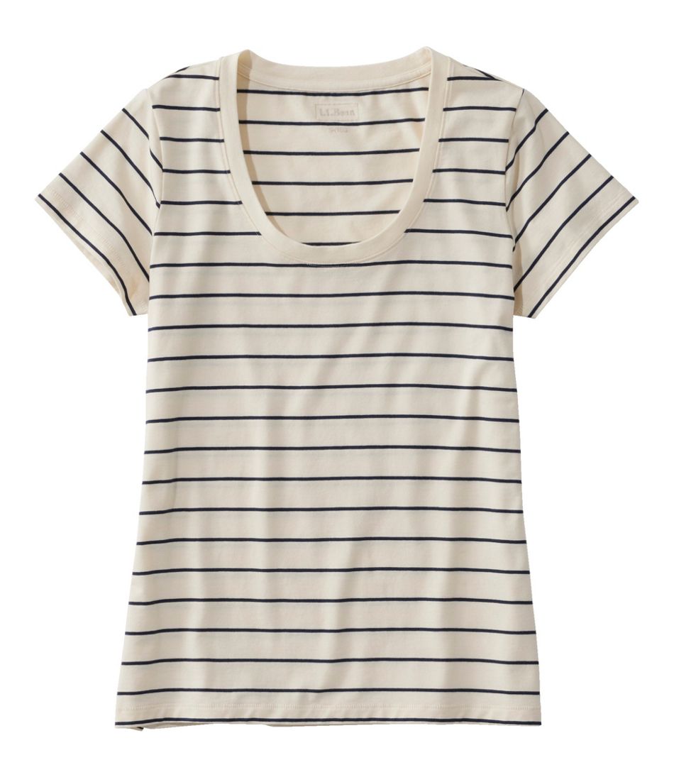 L.L.Bean | Women's Soft Stretch Supima-Blend Tee, Scoopneck Short-Sleeve Stripe