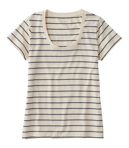 L.L.Bean | Women's Soft Stretch Supima-Blend Tee, Scoopneck Short-Sleeve Stripe