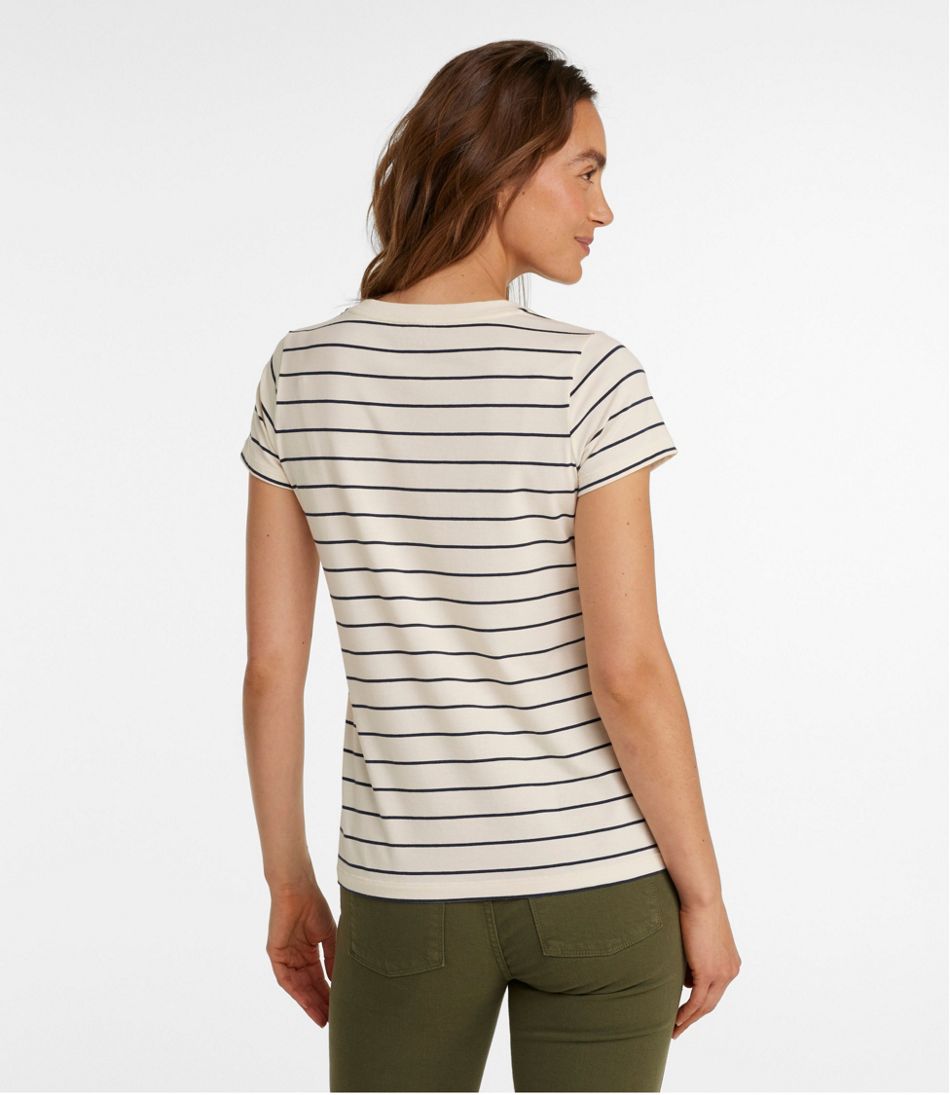 L.L.Bean | Women's Soft Stretch Supima-Blend Tee, Scoopneck Short-Sleeve Stripe