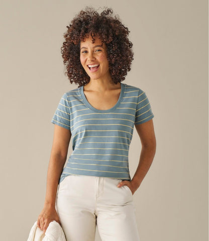 L.L.Bean | Women's Soft Stretch Supima-Blend Tee, Scoopneck Short-Sleeve Stripe
