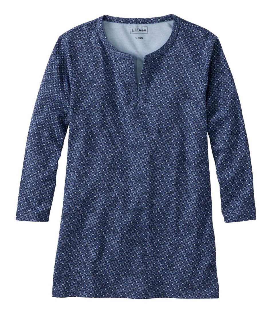 L.L.Bean | Women's L.L.Bean Tee, Three-Quarter-Sleeve Splitneck Tunic Print