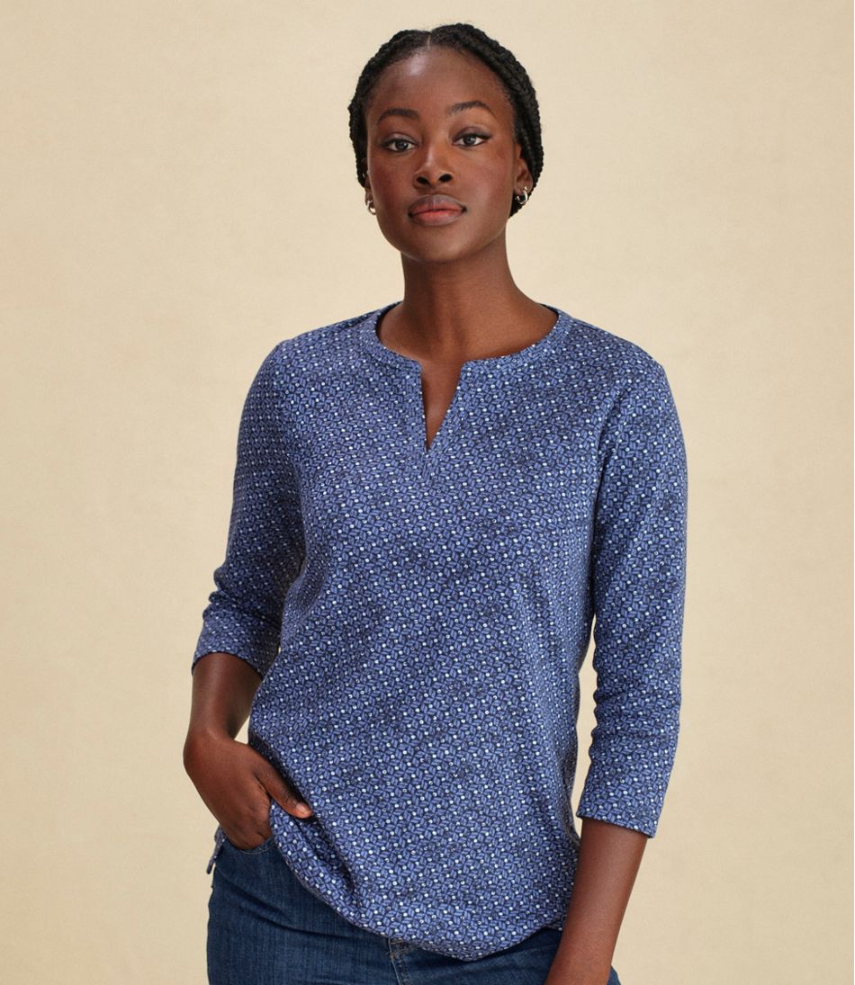 L.L.Bean | Women's L.L.Bean Tee, Three-Quarter-Sleeve Splitneck Tunic Print