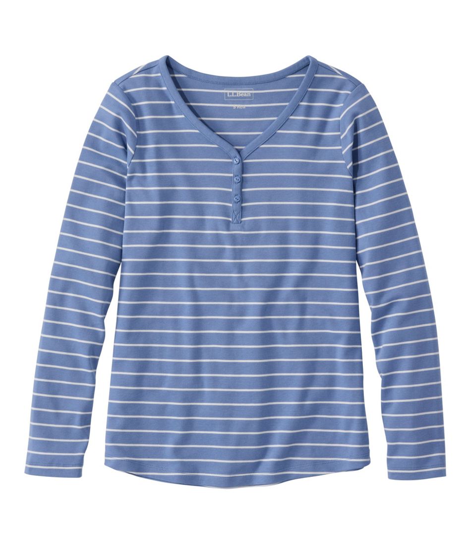 L.L.Bean | Women's L.L.Bean V-Neck Henley, Long-Sleeve Stripe