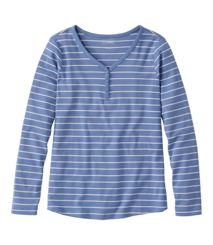 L.L.Bean | Women's L.L.Bean V-Neck Henley, Long-Sleeve Stripe