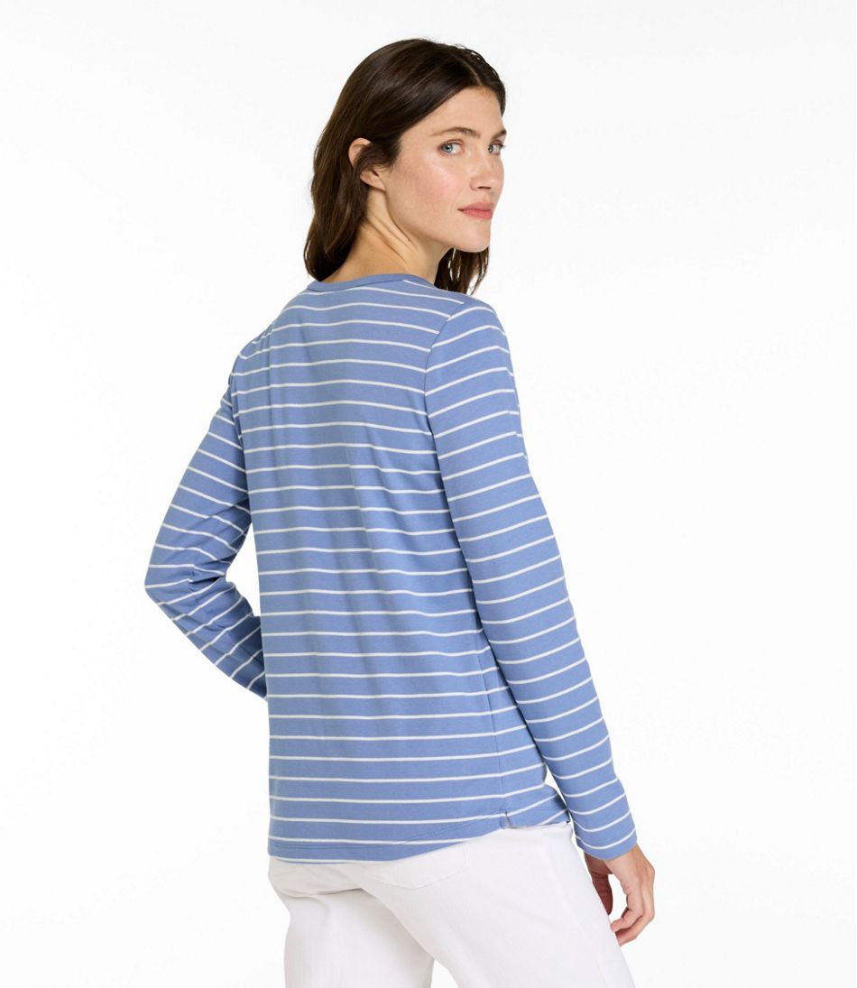 L.L.Bean | Women's L.L.Bean V-Neck Henley, Long-Sleeve Stripe