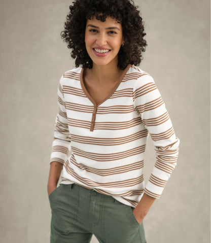 L.L.Bean | Women's L.L.Bean V-Neck Henley, Long-Sleeve Stripe