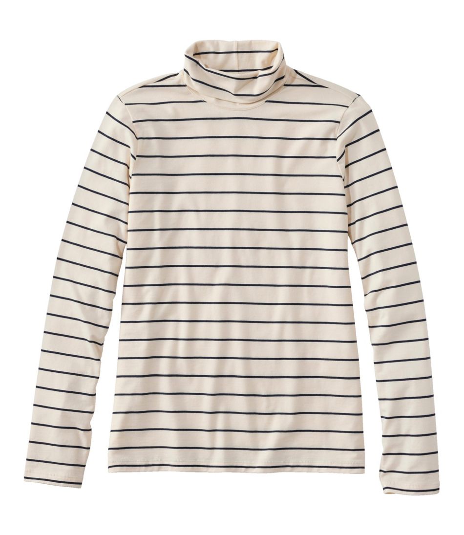 L.L.Bean | Women's Soft Stretch Supima-Blend Tee, Turtleneck Stripe