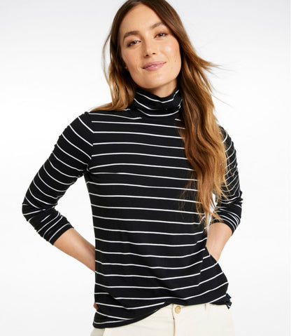 L.L.Bean | Women's Soft Stretch Supima-Blend Tee, Turtleneck Stripe