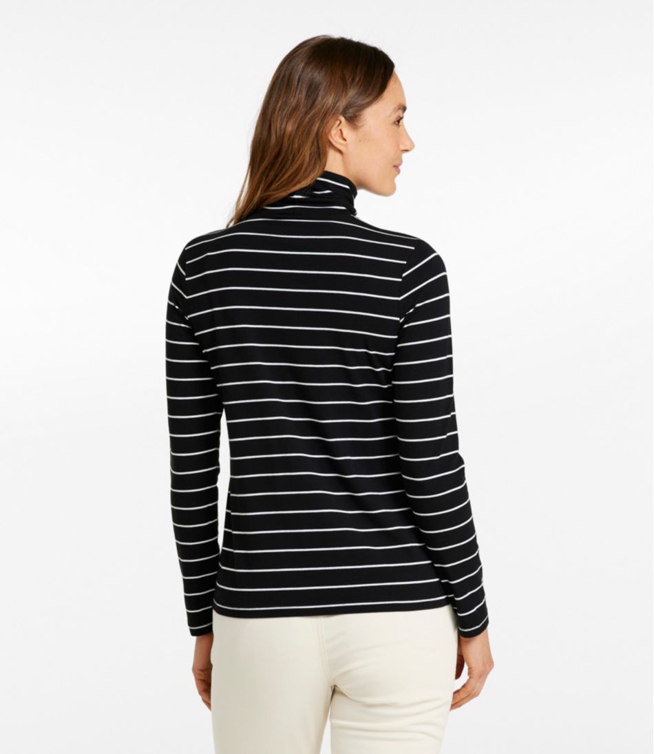 L.L.Bean | Women's Soft Stretch Supima-Blend Tee, Turtleneck Stripe