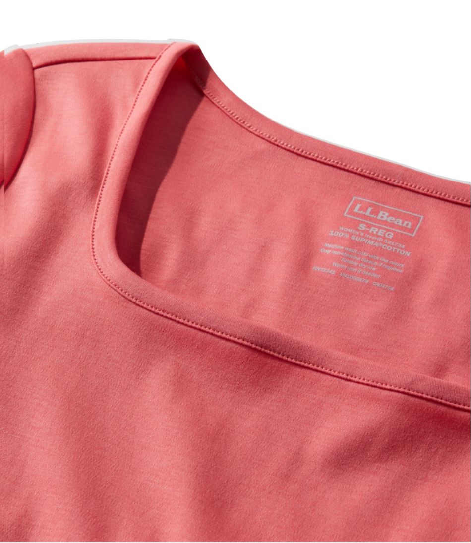 L.L.Bean | Women's Pima Cotton Tee, Soft Squareneck Elbow-Sleeve