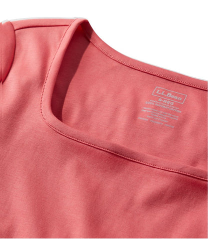 L.L.Bean | Women's Pima Cotton Tee, Soft Squareneck Elbow-Sleeve