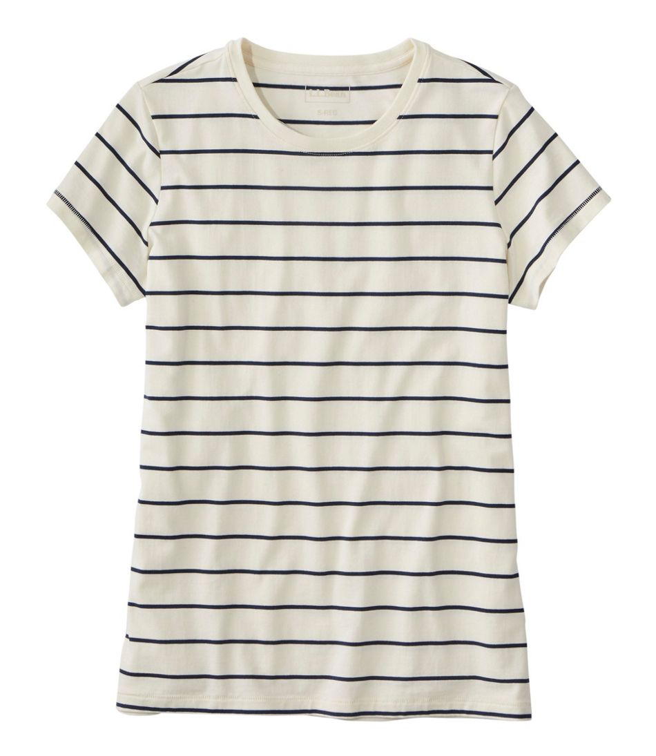 L.L.Bean | Women's Soft Stretch Supima-Blend Tee, Crewneck Short-Sleeve Striped