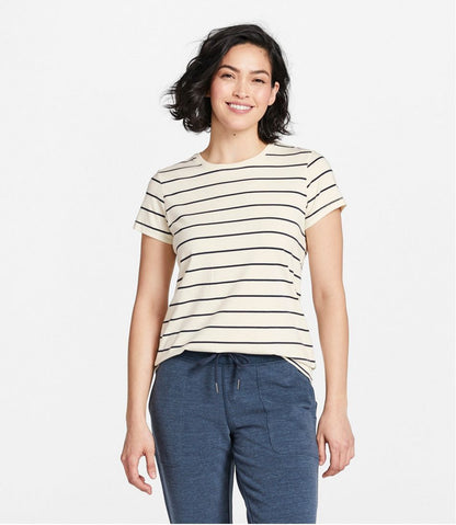 L.L.Bean | Women's Soft Stretch Supima-Blend Tee, Crewneck Short-Sleeve Striped