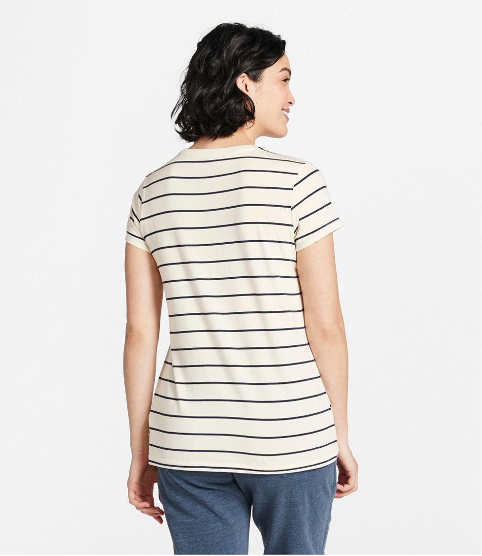 L.L.Bean | Women's Soft Stretch Supima-Blend Tee, Crewneck Short-Sleeve Striped