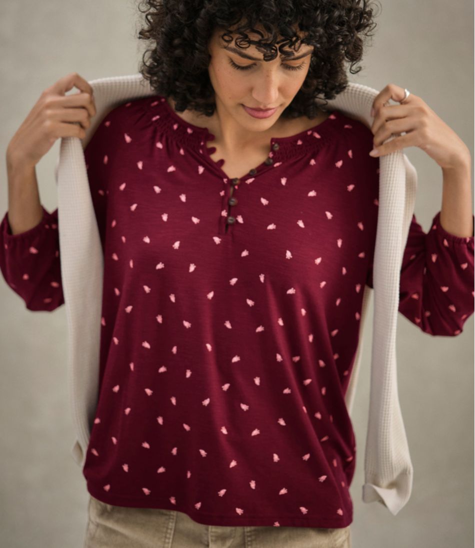 L.L.Bean | Women's Camden Hills Tee, Three-Quarter-Sleeve Print