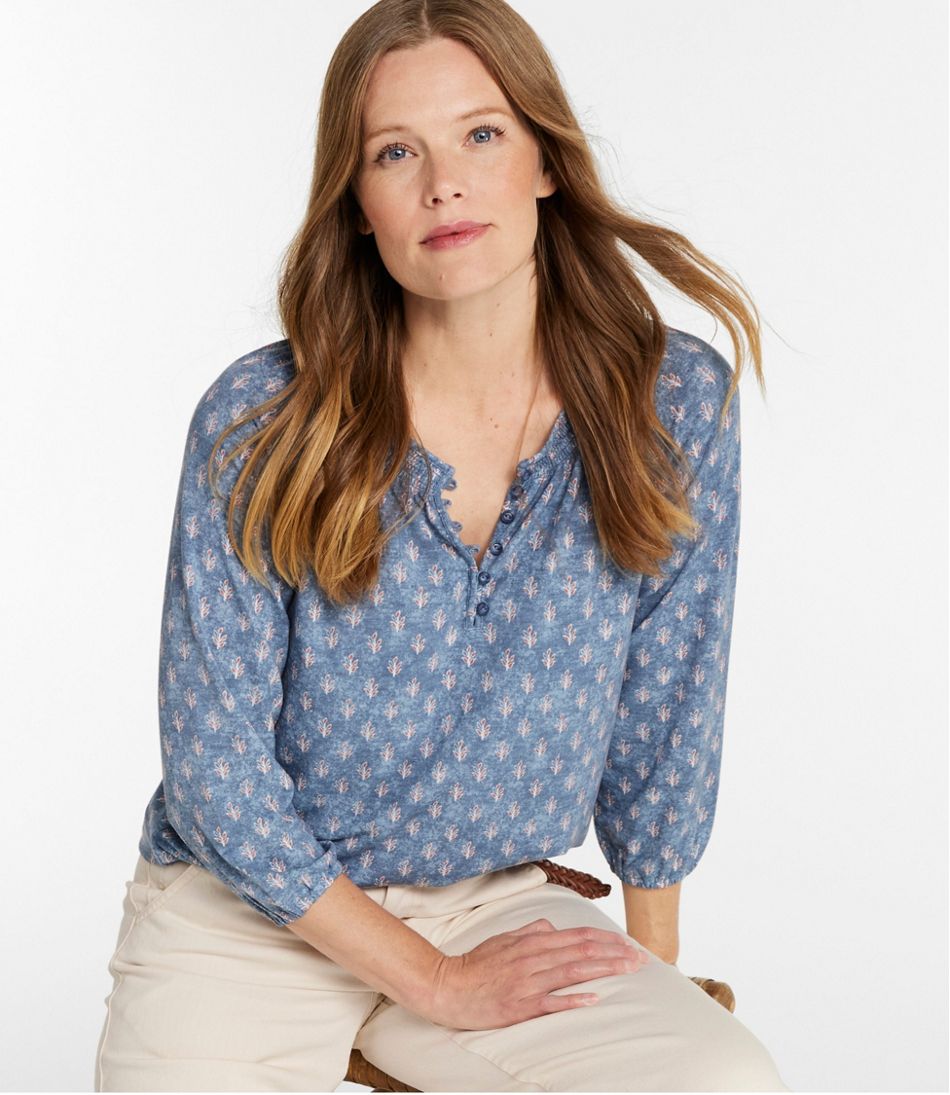 L.L.Bean | Women's Camden Hills Tee, Three-Quarter-Sleeve Print