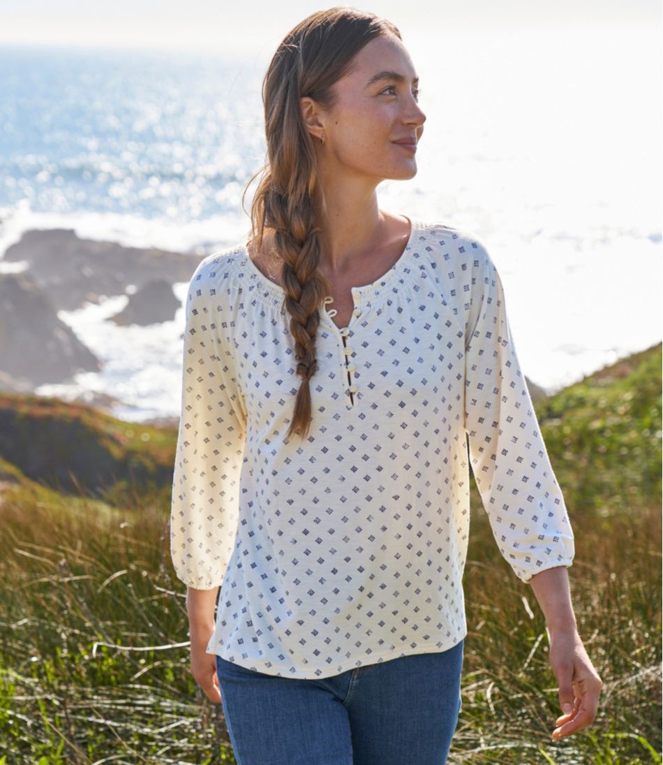 L.L.Bean | Women's Camden Hills Tee, Three-Quarter-Sleeve Print