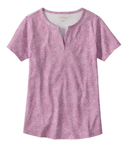 L.L.Bean | Women's L.L.Bean Tee, Short-Sleeve Notch-Neck Print