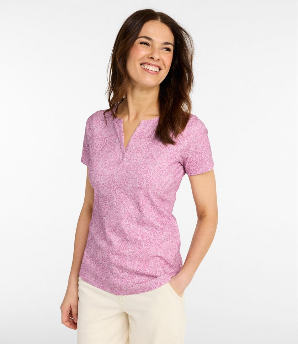 L.L.Bean | Women's L.L.Bean Tee, Short-Sleeve Notch-Neck Print
