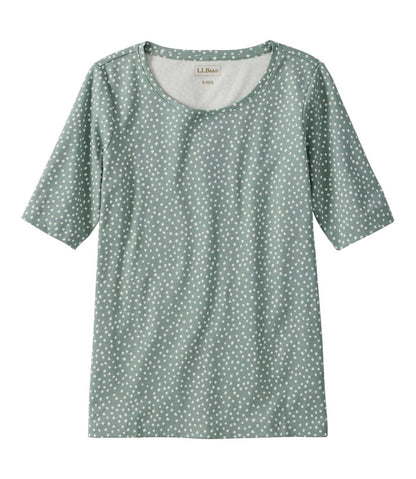 L.L.Bean | Women's L.L.Bean Jewelneck Tee, Elbow-Sleeve Print