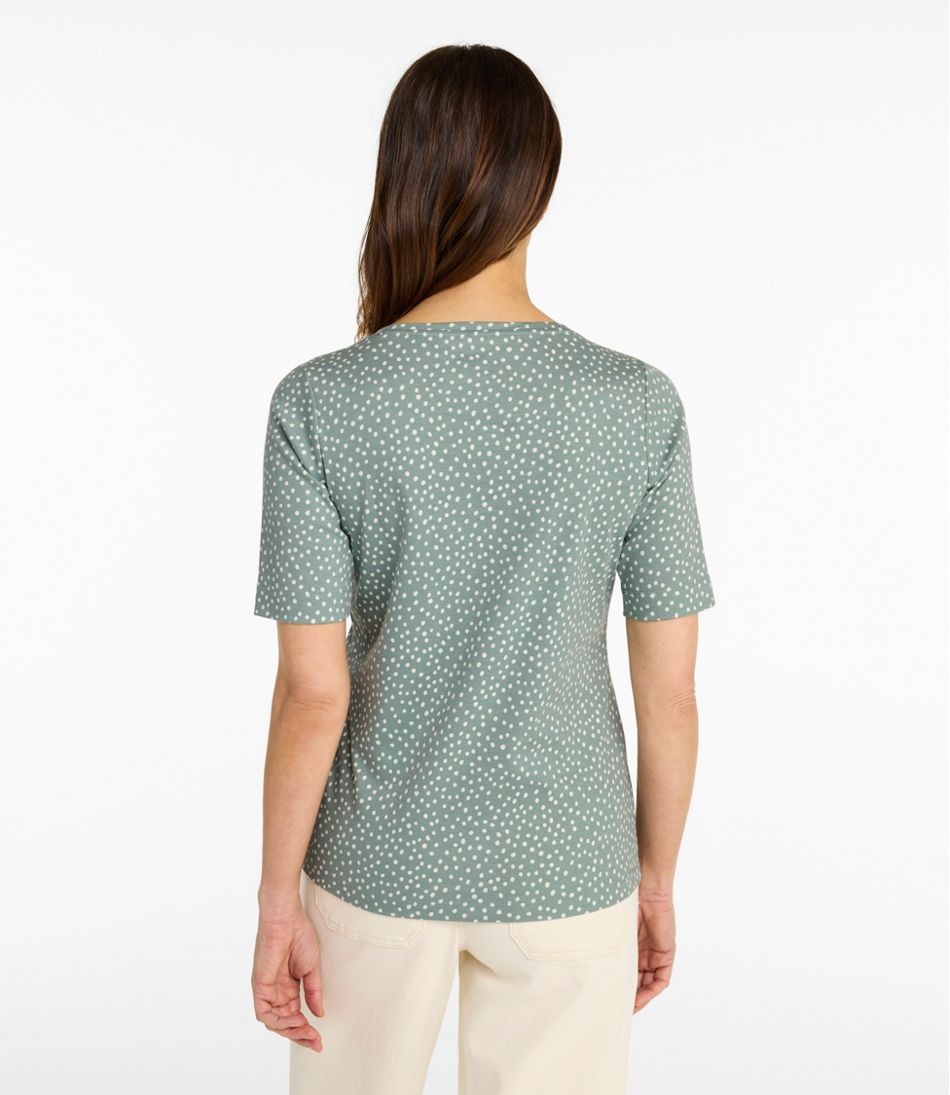 L.L.Bean | Women's L.L.Bean Jewelneck Tee, Elbow-Sleeve Print
