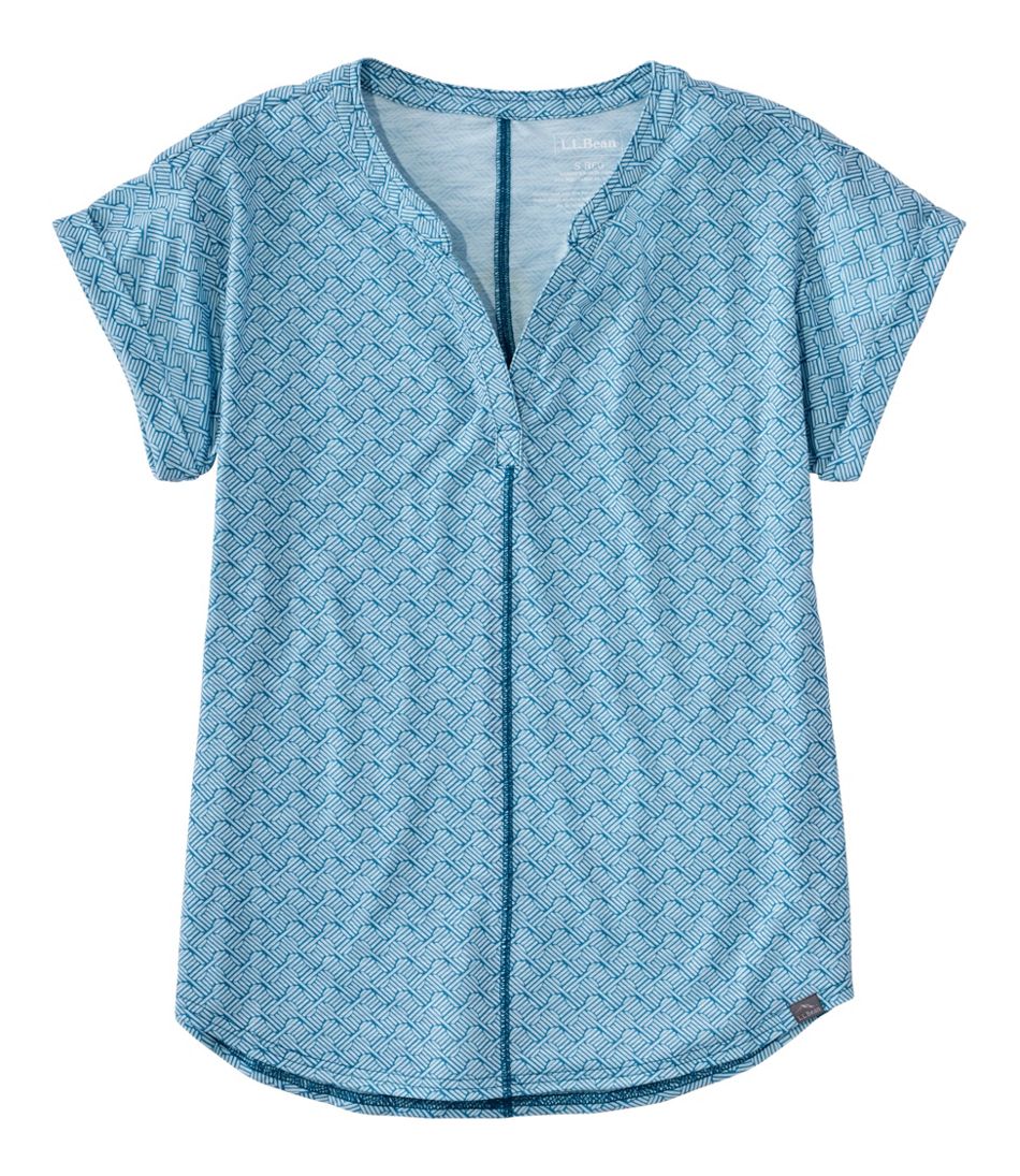L.L.Bean | Women's Streamside Tee, Short-Sleeve Splitneck Print