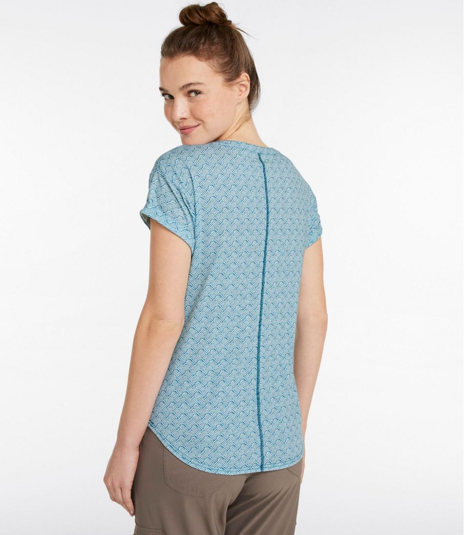 L.L.Bean | Women's Streamside Tee, Short-Sleeve Splitneck Print
